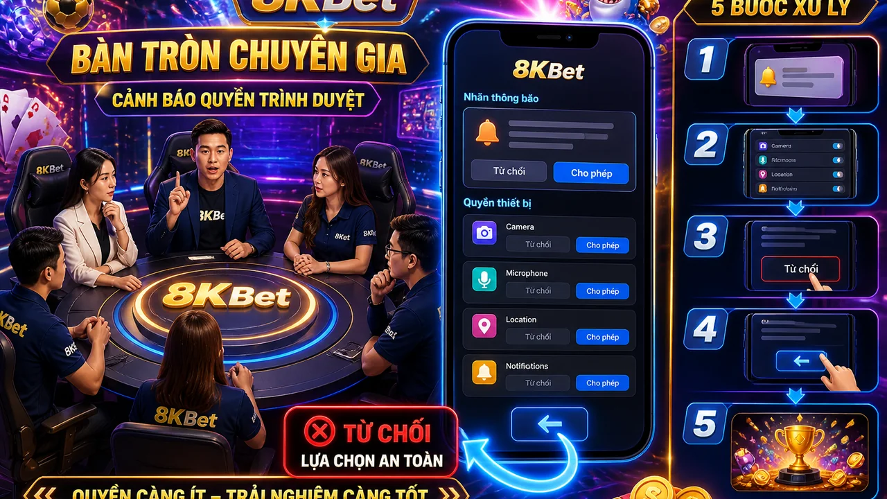 Cảnh báo quyền trình duyệt: kiểm tra gì khi theo dõi 8KBet?